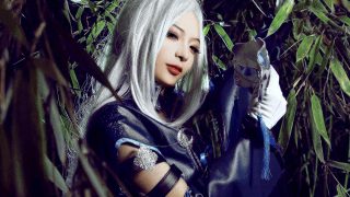 剑网三 唐门 成女 白发外观 出镜：明明大蓝鲸